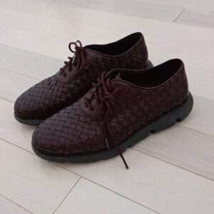 4. ZERØGRAND Men's Hand-Woven Oxford Shoes Maroon Red Size 7M